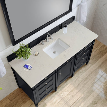 James Martin - Brittany 60" Single Vanity, Black Onyx, w/ 3 CM Siberian Silestone Top w/FreePower Wireless Charger - 650-V60S-BKO-FSFR view 6