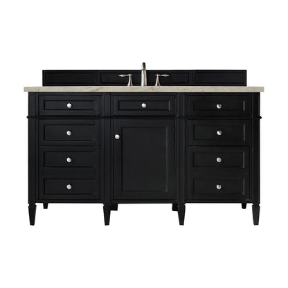 James Martin - Brittany 60" Single Vanity, Black Onyx, w/ 3 CM Tajnar Eclos Top - 650-V60S-BKO-3TJR view 1