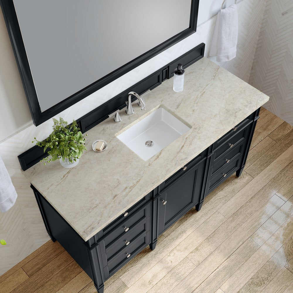 James Martin - Brittany 60" Single Vanity, Black Onyx, w/ 3 CM Tajnar Eclos Top - 650-V60S-BKO-3TJR view 6