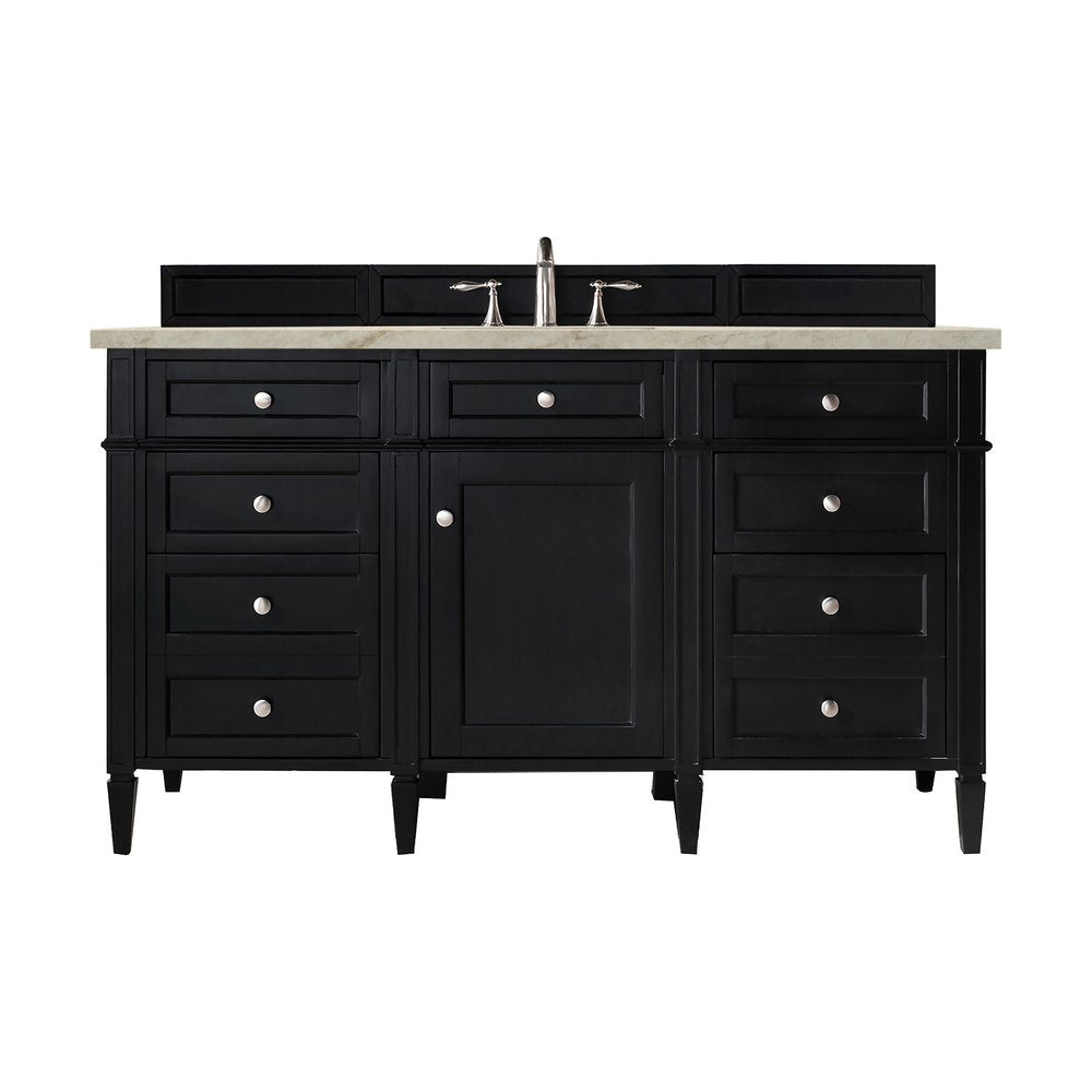 James Martin - Brittany 60" Single Vanity, Black Onyx, w/ 3 CM Tajnar Eclos Top w/FreePower Wireless Charger - 650-V60S-BKO-FTJR view 1