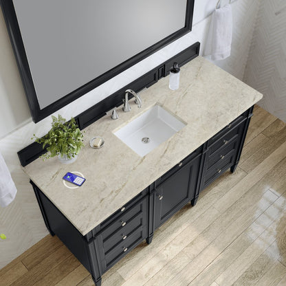 James Martin - Brittany 60" Single Vanity, Black Onyx, w/ 3 CM Tajnar Eclos Top w/FreePower Wireless Charger - 650-V60S-BKO-FTJR view 6