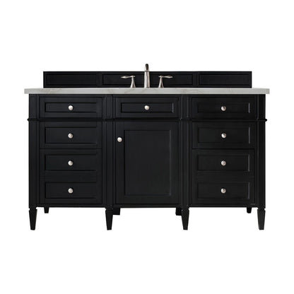 James Martin - Brittany 60" Single Vanity, Black Onyx w/ 3 CM Victorian Silver Silestone Top - 650-V60S-BKO-3VSL view 1