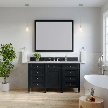 James Martin - Brittany 60" Single Vanity, Black Onyx w/ 3 CM Victorian Silver Silestone Top - 650-V60S-BKO-3VSL view 3