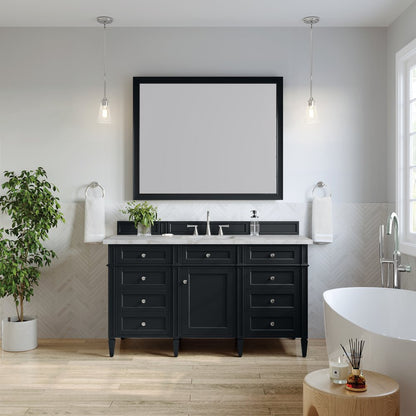 James Martin - Brittany 60" Single Vanity, Black Onyx w/ 3 CM Victorian Silver Silestone Top w/FreePower Wireless Charger - 650-V60S-BKO-FVSL view 4
