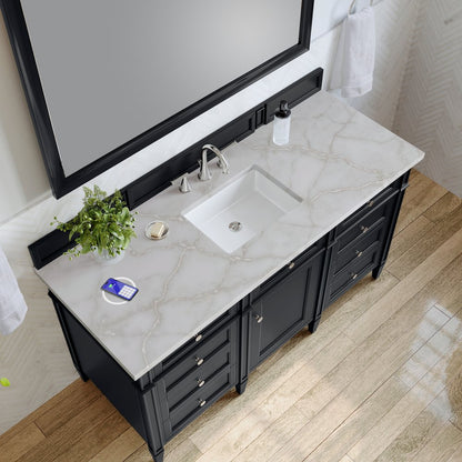 James Martin - Brittany 60" Single Vanity, Black Onyx w/ 3 CM Victorian Silver Silestone Top w/FreePower Wireless Charger - 650-V60S-BKO-FVSL view 8