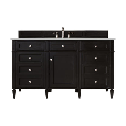 James Martin - Brittany 60" Single Vanity, Black Onyx w/ 3 CM White Zeus Silestone Top - 650-V60S-BKO-3WZ view 1