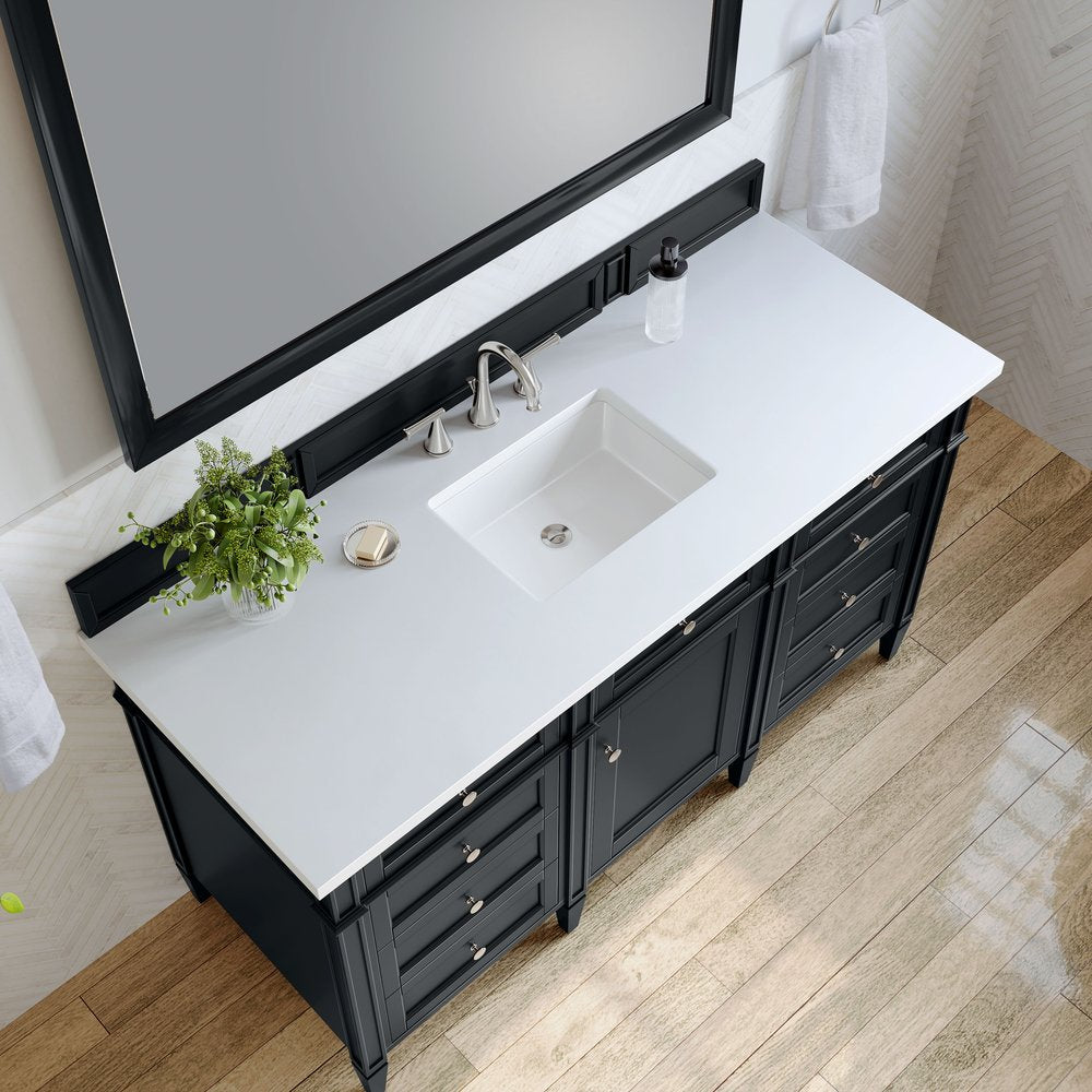 James Martin - Brittany 60" Single Vanity, Black Onyx w/ 3 CM White Zeus Silestone Top - 650-V60S-BKO-3WZ view 6