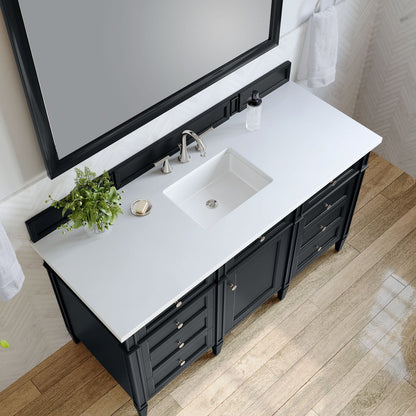 James Martin - Brittany 60" Single Vanity, Black Onyx w/ 3 CM White Zeus Silestone Top - 650-V60S-BKO-3WZ view 6
