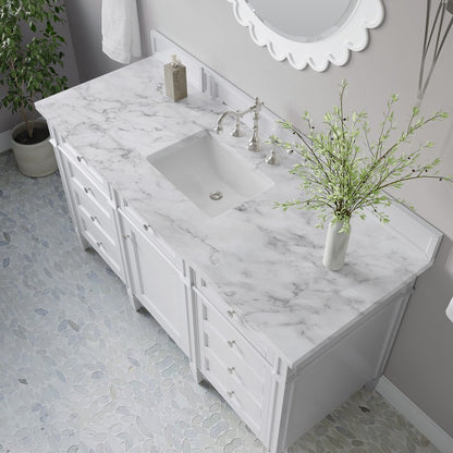 James Martin - Brittany 60" Single Vanity, Bright White w/ 3 CM Carrara Marble Top - 655-V60S-BW-3CAR view 8
