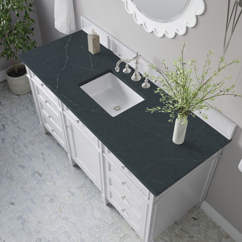 James Martin - Brittany 60" Single Vanity, Bright White w/ 3 CM Charcoal Soapstone Silestone Top - 655-V60S-BW-3CSP view 7