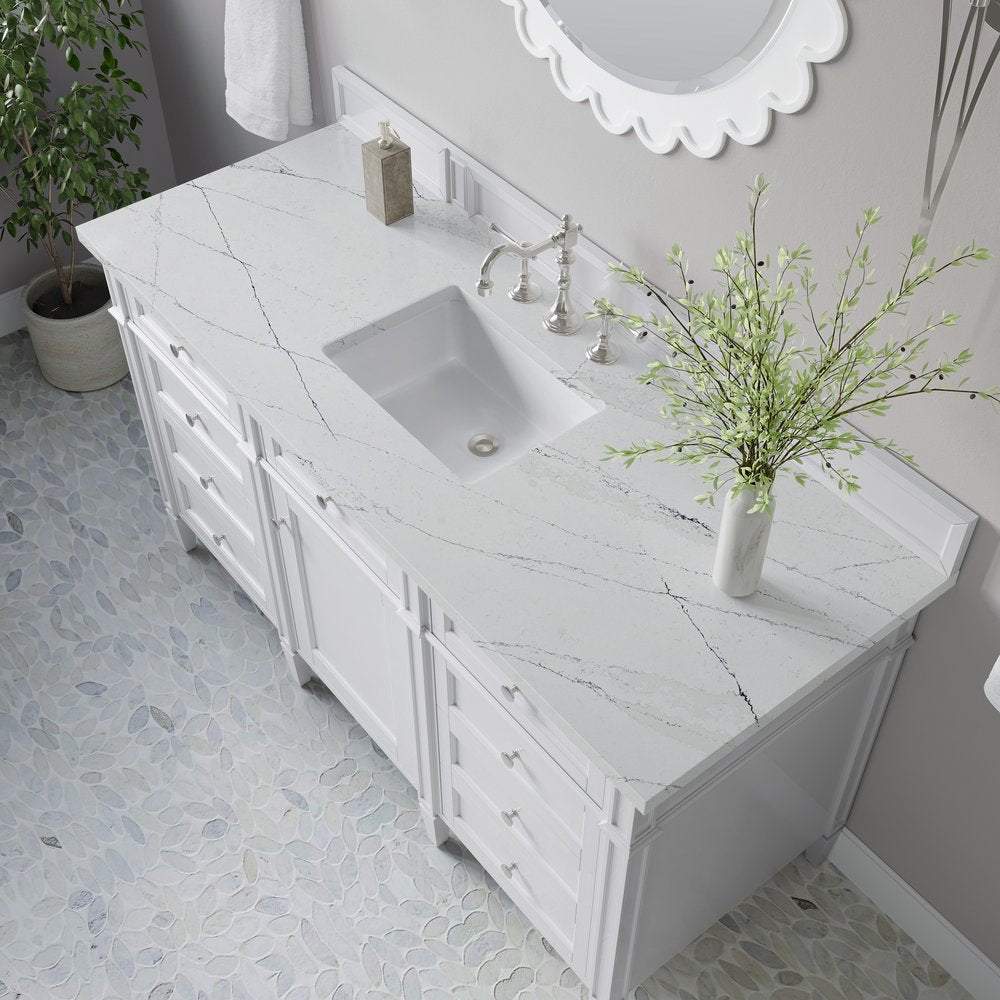 James Martin - Brittany 60" Single Vanity, Bright White w/ 3 CM Ethereal Noctis Silestone Top - 655-V60S-BW-3ENC view 7
