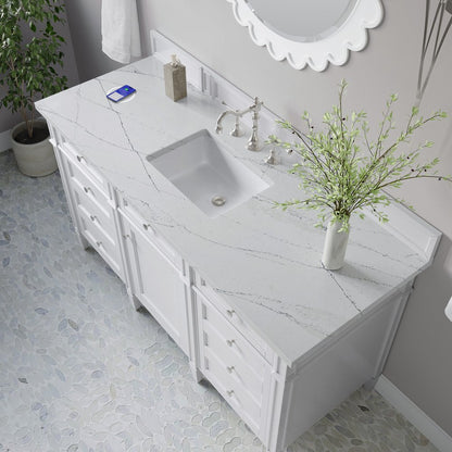 James Martin - Brittany 60" Single Vanity, Bright White w/ 3 CM Ethereal Noctis Silestone Top w/FreePower Wireless Charger - 655-V60S-BW-FENC view 8