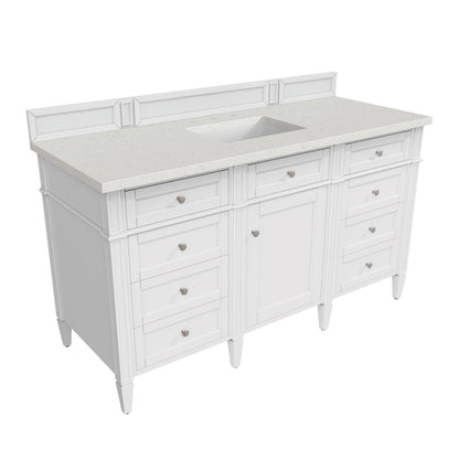 James Martin - Brittany 60" Single Vanity, Bright White w/ 3 CM Lime Delight Silestone Top - 655-V60S-BW-3LDL view 8