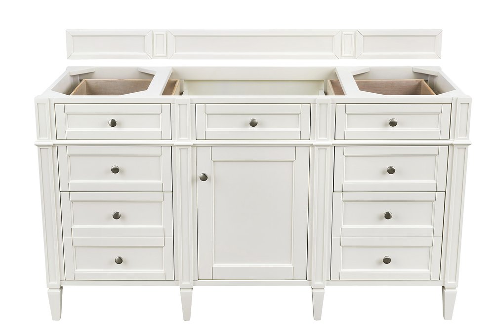 James Martin - Brittany 60" Single Vanity, Bright White w/ 3 CM Victorian Silver Silestone Top - 655-V60S-BW-3VSL view 2