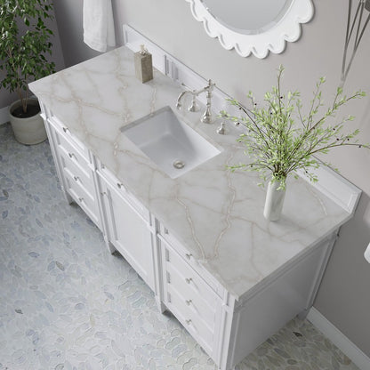 James Martin - Brittany 60" Single Vanity, Bright White w/ 3 CM Victorian Silver Silestone Top - 655-V60S-BW-3VSL view 7