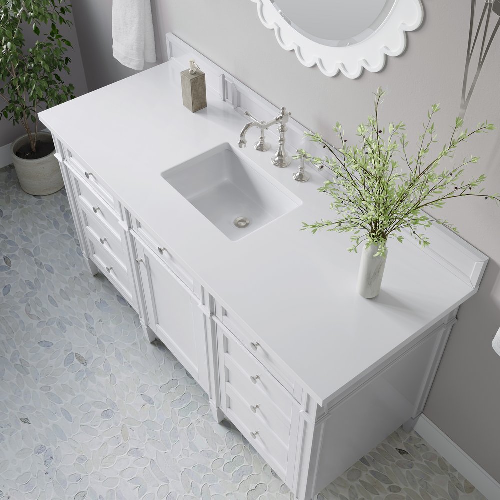 James Martin - Brittany 60" Single Vanity, Bright White w/ 3 CM White Zeus Silestone Top - 655-V60S-BW-3WZ view 6