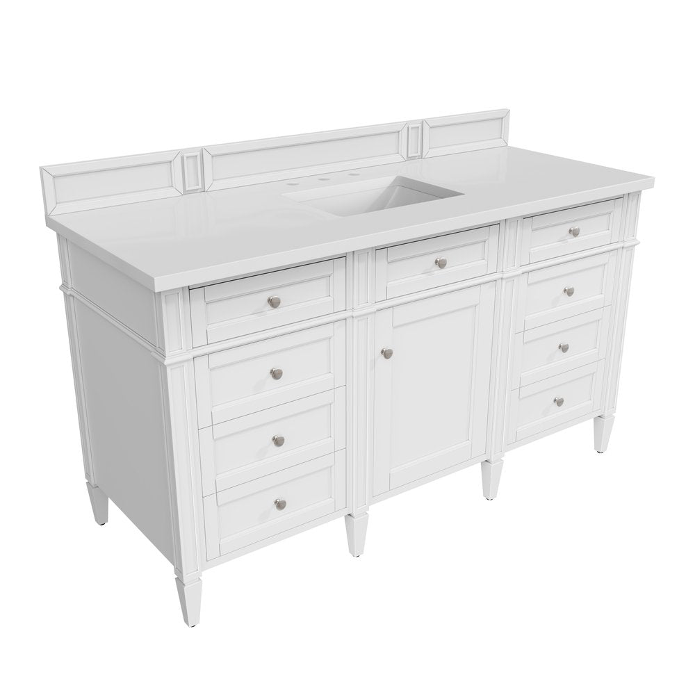 James Martin - Brittany 60" Single Vanity, Bright White w/ 3 CM White Zeus Silestone Top - 655-V60S-BW-3WZ view 7