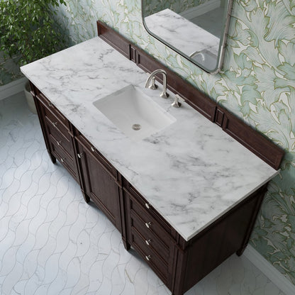 James Martin - Brittany 60" Single Vanity, Burnished Mahogany w/ 3 CM Carrara Marble Top - 650-V60S-BNM-3CAR view 8