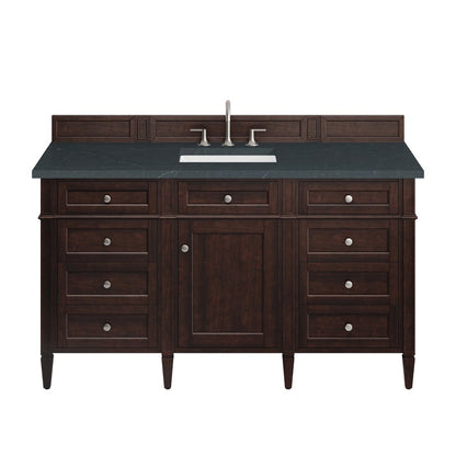 James Martin - Brittany 60" Single Vanity, Burnished Mahogany w/ 3 CM Charcoal Soapstone Silestone Top - 650-V60S-BNM-3CSP view 1