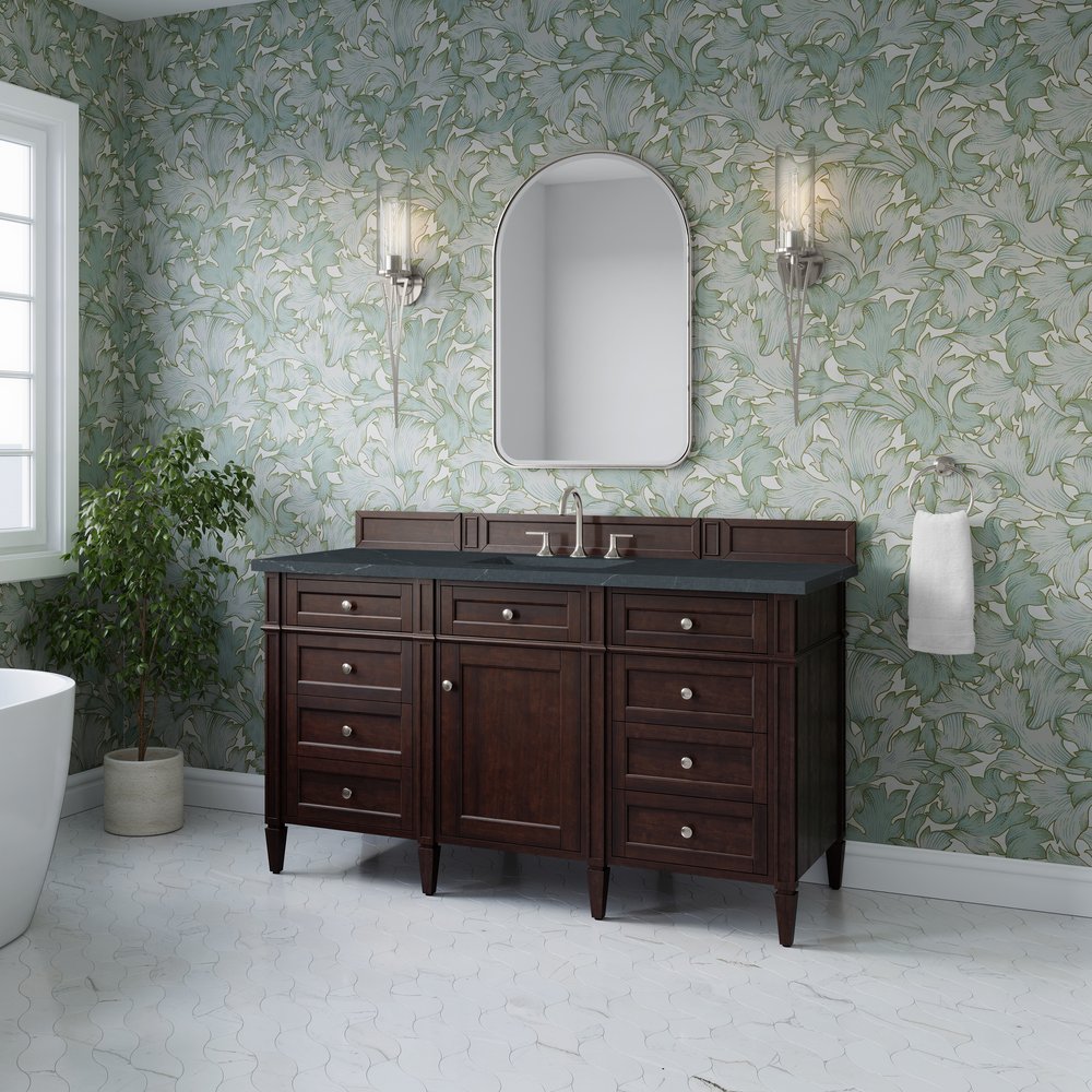 James Martin - Brittany 60" Single Vanity, Burnished Mahogany w/ 3 CM Charcoal Soapstone Silestone Top - 650-V60S-BNM-3CSP view 4