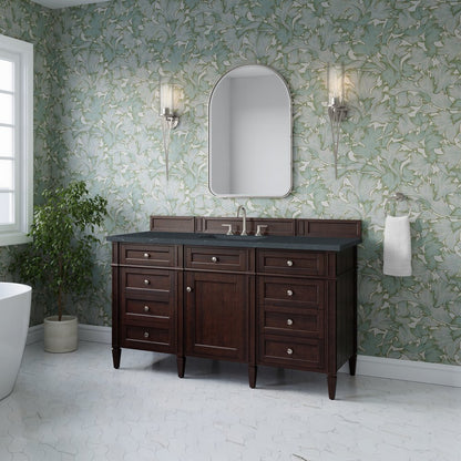 James Martin - Brittany 60" Single Vanity, Burnished Mahogany w/ 3 CM Charcoal Soapstone Silestone Top - 650-V60S-BNM-3CSP view 4