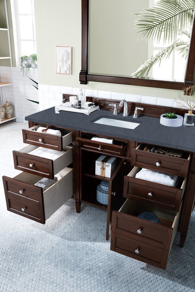 James Martin - Brittany 60" Single Vanity, Burnished Mahogany w/ 3 CM Charcoal Soapstone Silestone Top - 650-V60S-BNM-3CSP view 5
