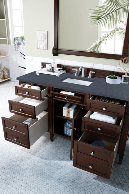 James Martin - Brittany 60" Single Vanity, Burnished Mahogany w/ 3 CM Charcoal Soapstone Silestone Top - 650-V60S-BNM-3CSP view 5
