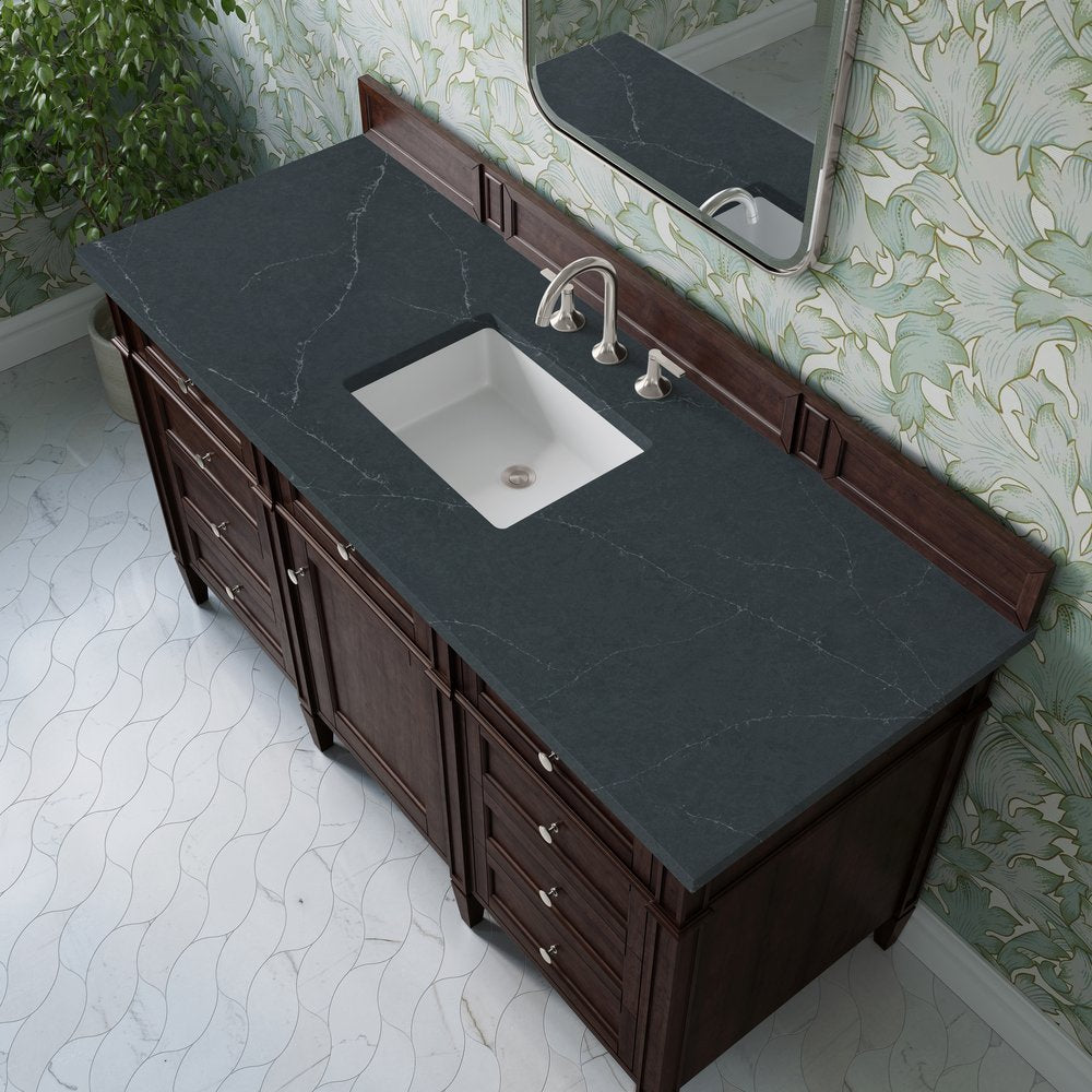 James Martin - Brittany 60" Single Vanity, Burnished Mahogany w/ 3 CM Charcoal Soapstone Silestone Top - 650-V60S-BNM-3CSP view 7