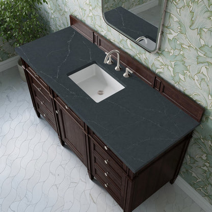 James Martin - Brittany 60" Single Vanity, Burnished Mahogany w/ 3 CM Charcoal Soapstone Silestone Top - 650-V60S-BNM-3CSP view 7