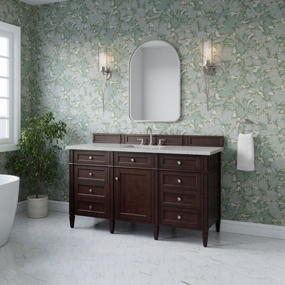 James Martin - Brittany 60" Single Vanity, Burnished Mahogany w/ 3 CM Eternal Jasmine Pearl Silestone Top - 650-V60S-BNM-3EJP view 4