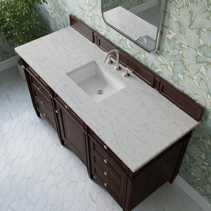 James Martin - Brittany 60" Single Vanity, Burnished Mahogany w/ 3 CM Eternal Jasmine Pearl Silestone Top - 650-V60S-BNM-3EJP view 7