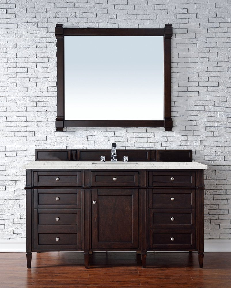 James Martin - Brittany 60" Single Vanity, Burnished Mahogany w/ 3 CM Eternal Jasmine Pearl Silestone Top w/FreePower Wireless Charger - 650-V60S-BNM-FEJP view 4