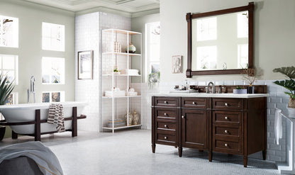 James Martin - Brittany 60" Single Vanity, Burnished Mahogany w/ 3 CM Ethereal Noctis Silestone Top w/FreePower Wireless Charger - 650-V60S-BNM-FENC view 5