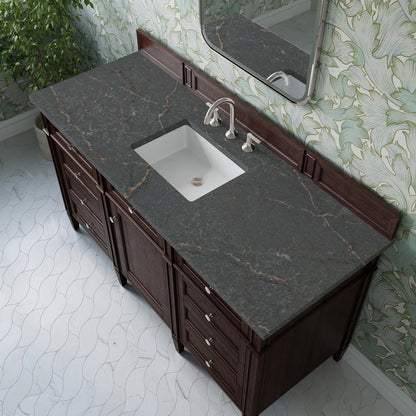 James Martin - Brittany 60" Single Vanity, Burnished Mahogany w/ 3 CM Parisien Bleu Silestone Top - 650-V60S-BNM-3PBL view 7