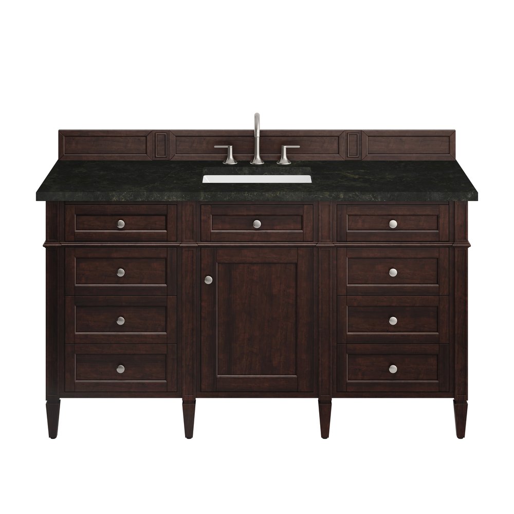 James Martin - Brittany 60" Single Vanity, Burnished Mahogany, w/ 3 CM Phantome Eclos Top - 650-V60S-BNM-3PHT view 1