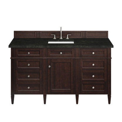 James Martin - Brittany 60" Single Vanity, Burnished Mahogany, w/ 3 CM Phantome Eclos Top - 650-V60S-BNM-3PHT view 1