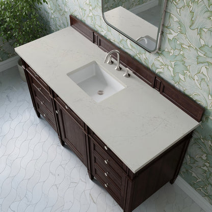 James Martin - Brittany 60" Single Vanity, Burnished Mahogany, w/ 3 CM Siberian Silestone Top - 650-V60S-BNM-3SFR view 6