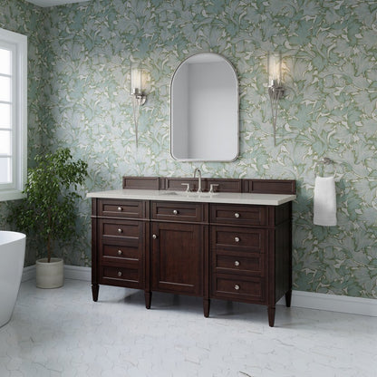 James Martin - Brittany 60" Single Vanity, Burnished Mahogany, w/ 3 CM Siberian Silestone Top w/FreePower Wireless Charger - 650-V60S-BNM-FSFR view 4