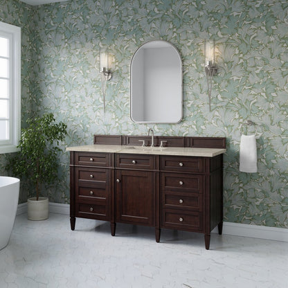 James Martin - Brittany 60" Single Vanity, Burnished Mahogany, w/ 3 CM Tajnar Eclos Top w/FreePower Wireless Charger - 650-V60S-BNM-FTJR view 4