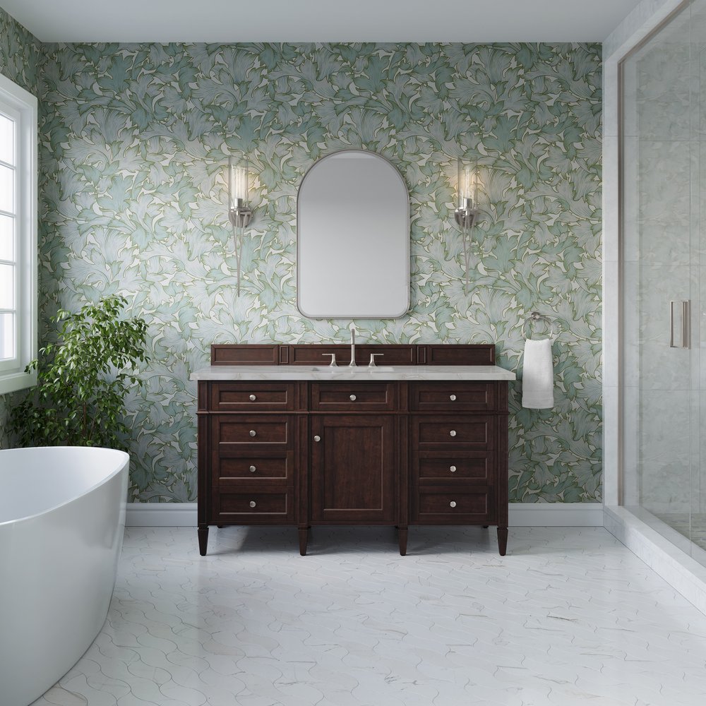 James Martin - Brittany 60" Single Vanity, Burnished Mahogany w/ 3 CM Victorian Silver Silestone Top - 650-V60S-BNM-3VSL view 3