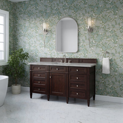James Martin - Brittany 60" Single Vanity, Burnished Mahogany w/ 3 CM Victorian Silver Silestone Top - 650-V60S-BNM-3VSL view 4