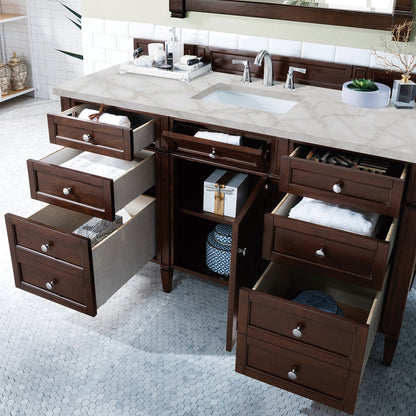 James Martin - Brittany 60" Single Vanity, Burnished Mahogany w/ 3 CM Victorian Silver Silestone Top - 650-V60S-BNM-3VSL view 5