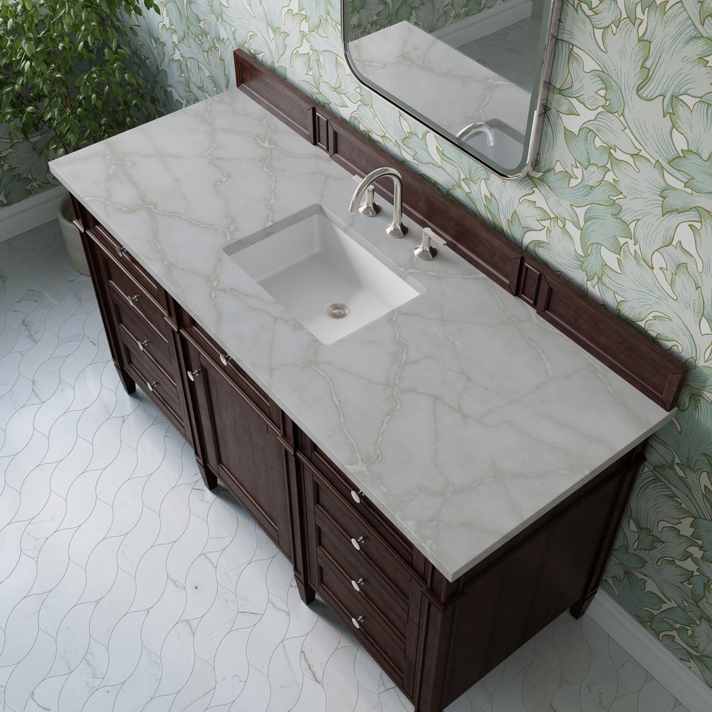 James Martin - Brittany 60" Single Vanity, Burnished Mahogany w/ 3 CM Victorian Silver Silestone Top - 650-V60S-BNM-3VSL view 7