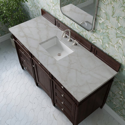 James Martin - Brittany 60" Single Vanity, Burnished Mahogany w/ 3 CM Victorian Silver Silestone Top - 650-V60S-BNM-3VSL view 7