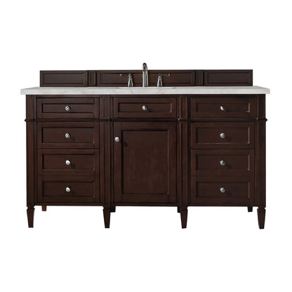 James Martin - Brittany 60" Single Vanity, Burnished Mahogany w/ 3 CM Victorian Silver Silestone Top w/FreePower Wireless Charger - 650-V60S-BNM-FVSL view 1