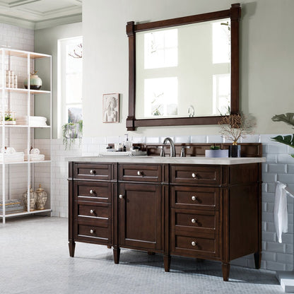 James Martin - Brittany 60" Single Vanity, Burnished Mahogany w/ 3 CM Victorian Silver Silestone Top w/FreePower Wireless Charger - 650-V60S-BNM-FVSL view 5