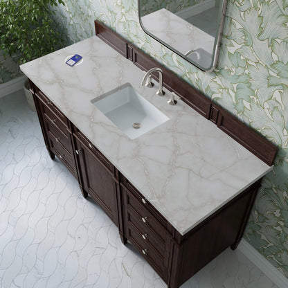 James Martin - Brittany 60" Single Vanity, Burnished Mahogany w/ 3 CM Victorian Silver Silestone Top w/FreePower Wireless Charger - 650-V60S-BNM-FVSL view 8