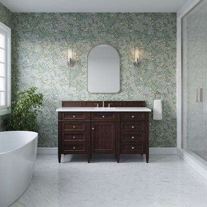 James Martin - Brittany 60" Single Vanity, Burnished Mahogany w/ 3 CM White Zeus Silestone Top - 650-V60S-BNM-3WZ view 3