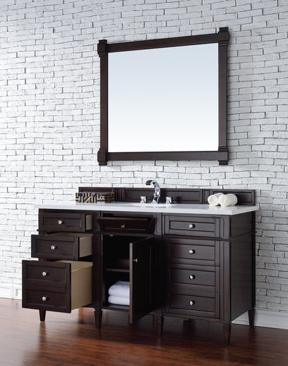 James Martin - Brittany 60" Single Vanity, Burnished Mahogany w/ 3 CM White Zeus Silestone Top - 650-V60S-BNM-3WZ view 5