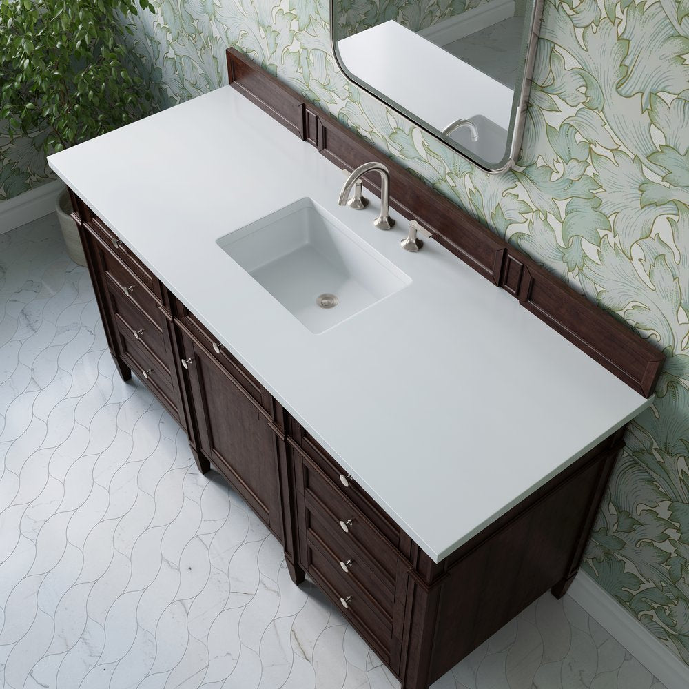 James Martin - Brittany 60" Single Vanity, Burnished Mahogany w/ 3 CM White Zeus Silestone Top - 650-V60S-BNM-3WZ view 7